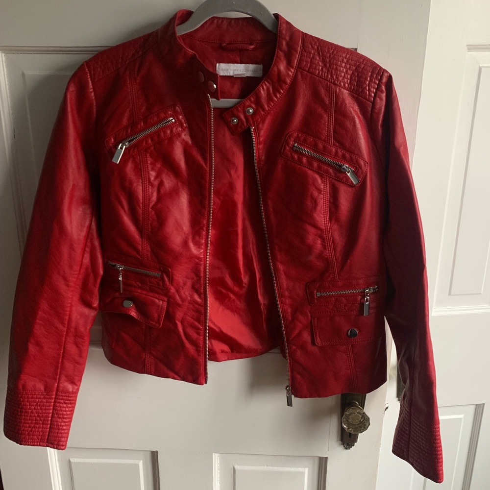 NY & Co Red Faux Leather Jacket
